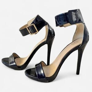 Black Patent Leather Ankle Strap Stiletto Heels Women’s Size 6 Narrow